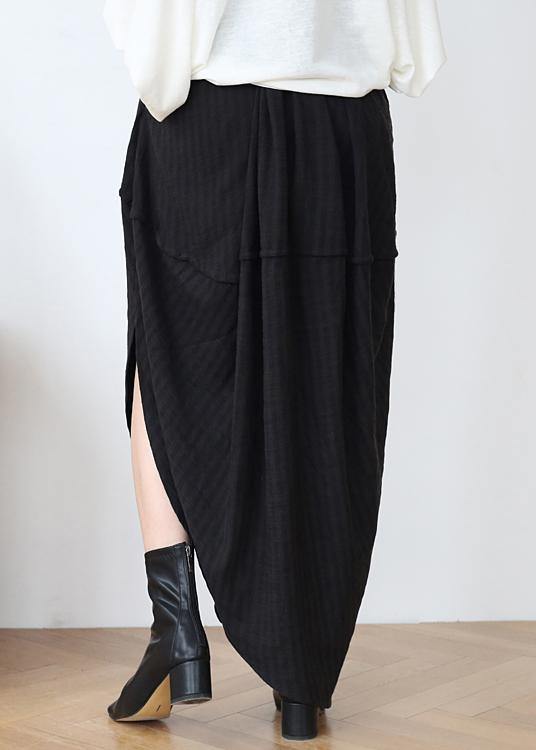Black Asymmetrical Linen Skirt
