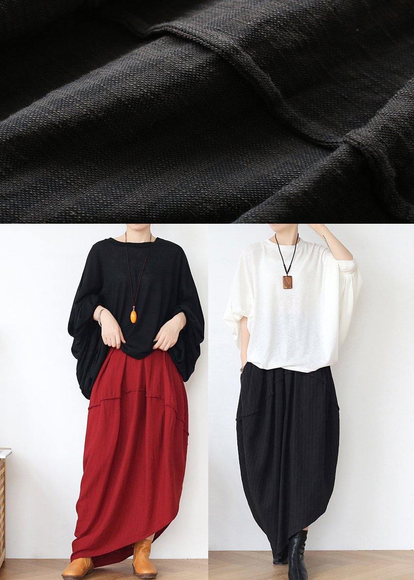 Black Asymmetrical Linen Skirt