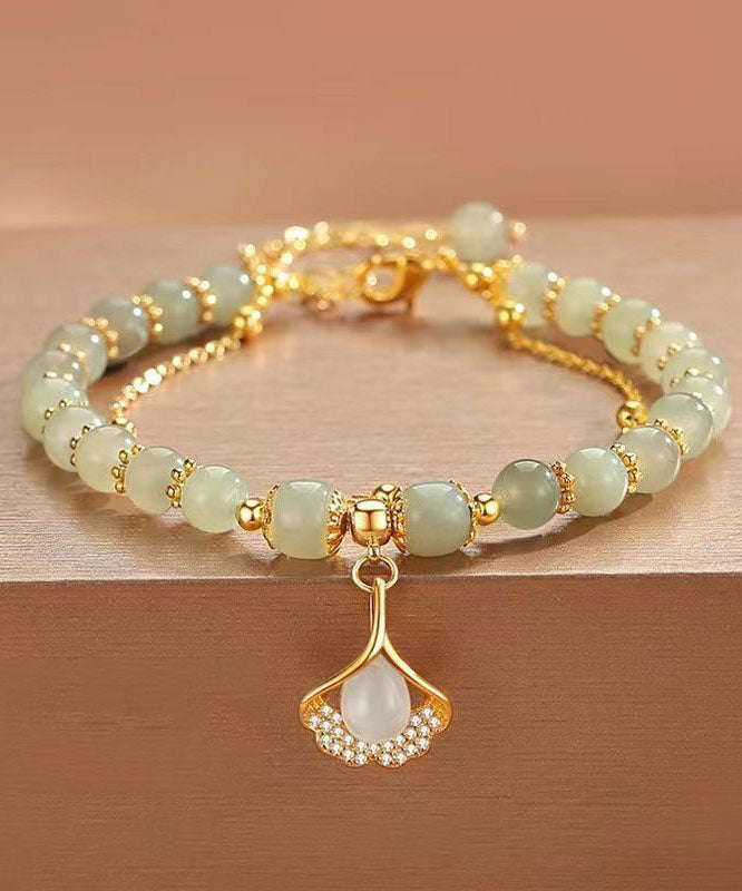 Green Silver Jade Ginkgo Leaf Bracelet