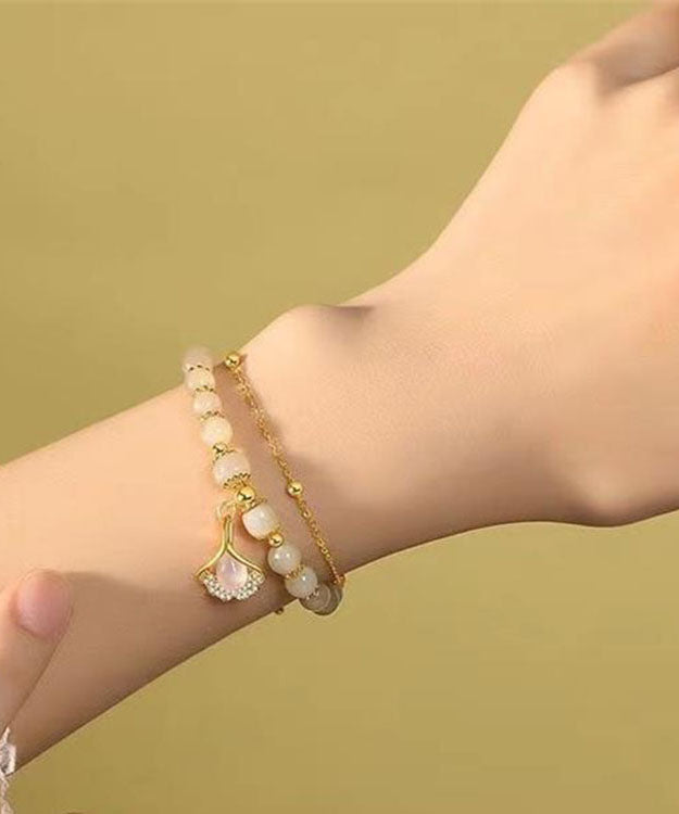 Green Silver Jade Ginkgo Leaf Bracelet