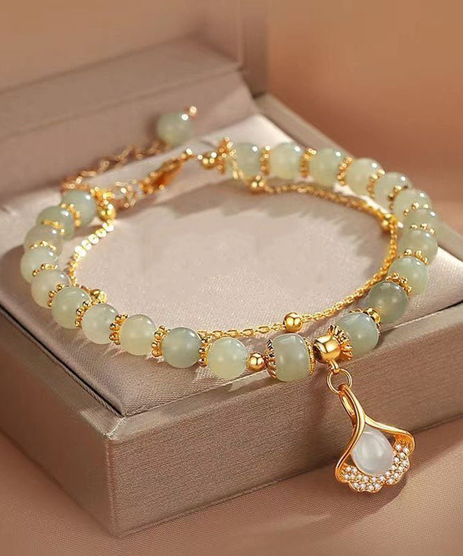 Green Silver Jade Ginkgo Leaf Bracelet