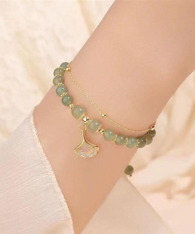 Green Silver Jade Ginkgo Leaf Bracelet