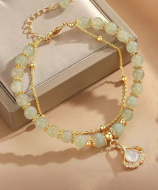 Green Silver Jade Ginkgo Leaf Bracelet