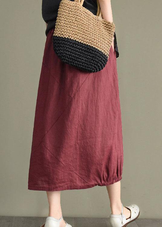 Mulberry Retro Patchwork Linen Skirt