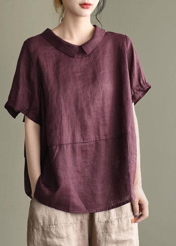 Pink Peter Pan Collar Linen Blouse