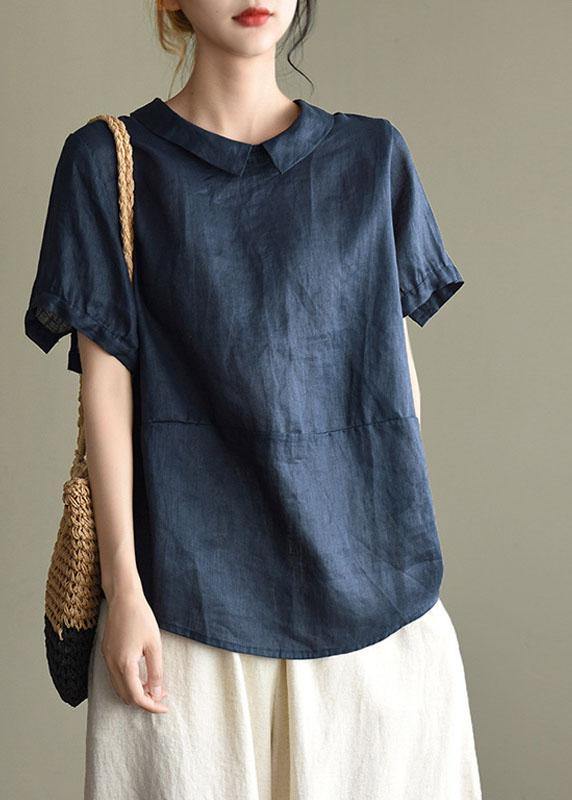 Pink Peter Pan Collar Linen Blouse