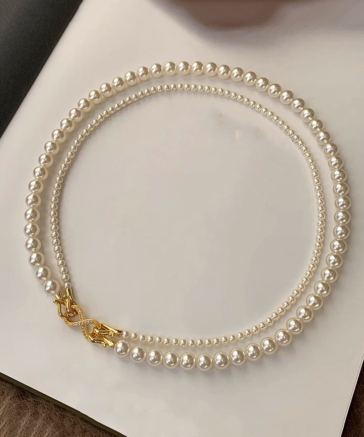 Silk Silver Round Pearl Necklace
