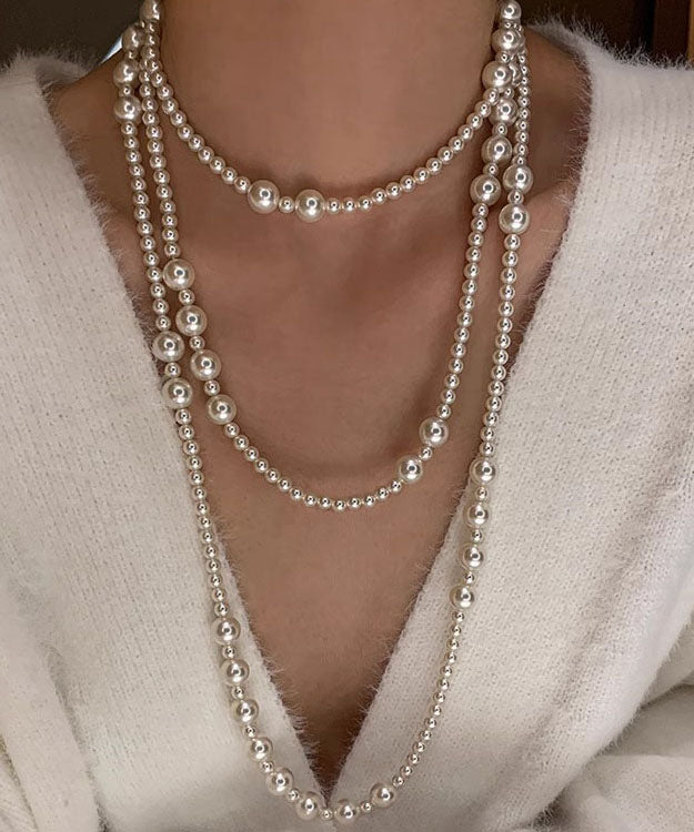 White Pearl Graduated Bead Necklace