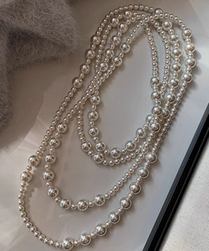 White Pearl Graduated Bead Necklace