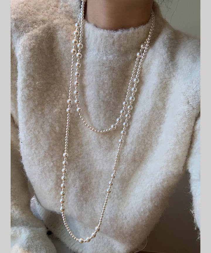White Pearl Graduated Bead Necklace