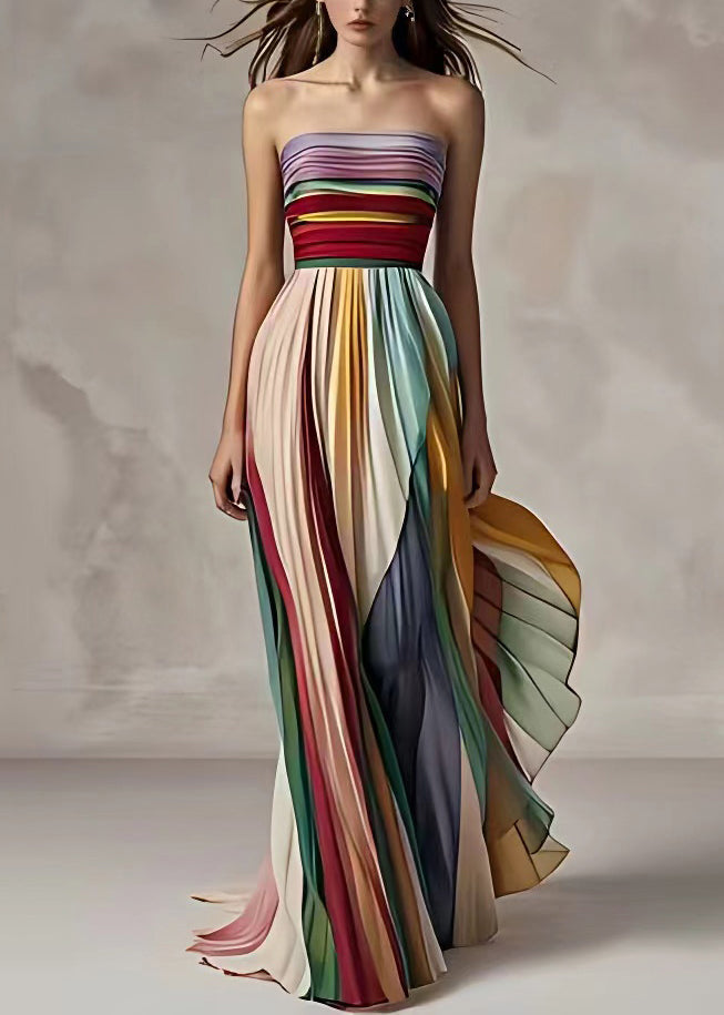 Striped Cold Shoulder Sleeveless Dress