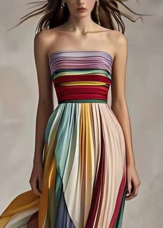 Striped Cold Shoulder Sleeveless Dress