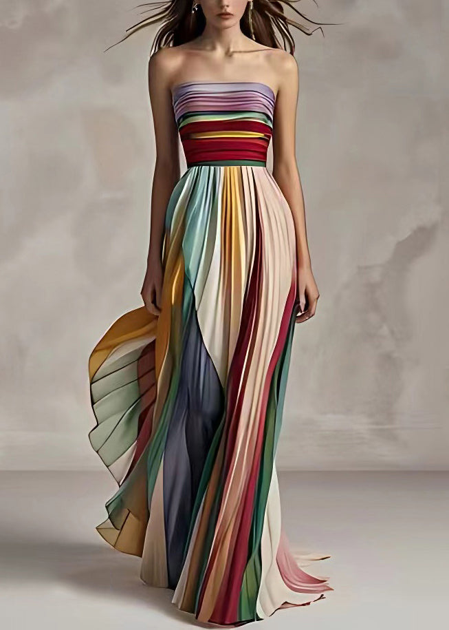 Striped Cold Shoulder Sleeveless Dress