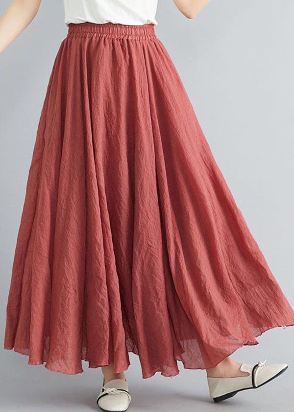 Rust A-Line Extra-Wide Hem Linen Skirt