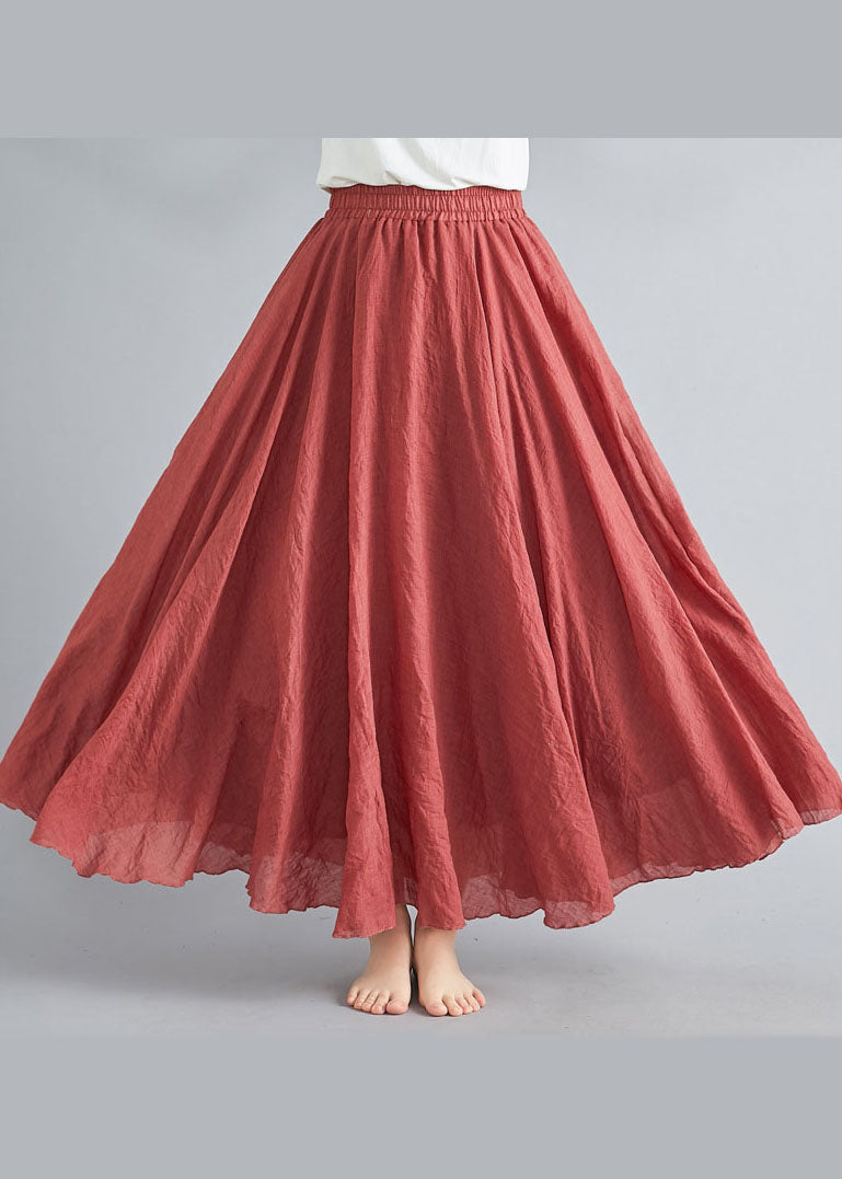 Rust A-Line Extra-Wide Hem Linen Skirt