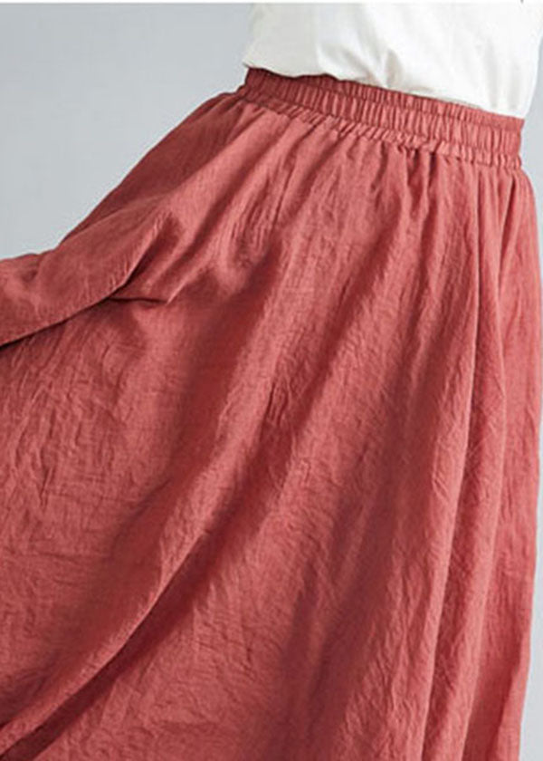 Rust A-Line Extra-Wide Hem Linen Skirt