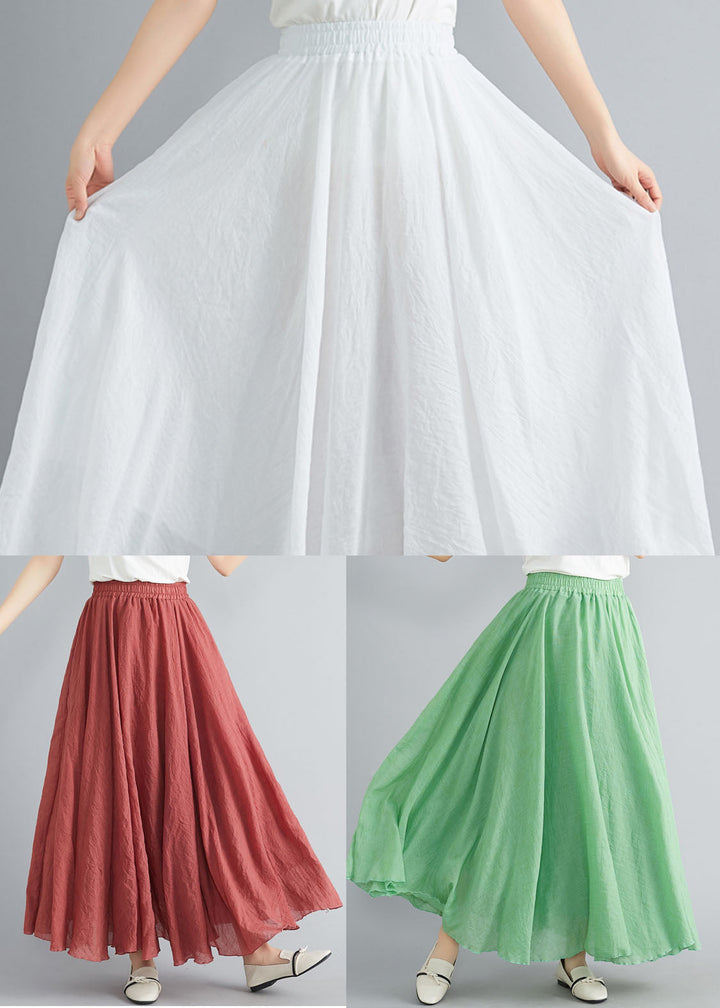 Rust A-Line Extra-Wide Hem Linen Skirt