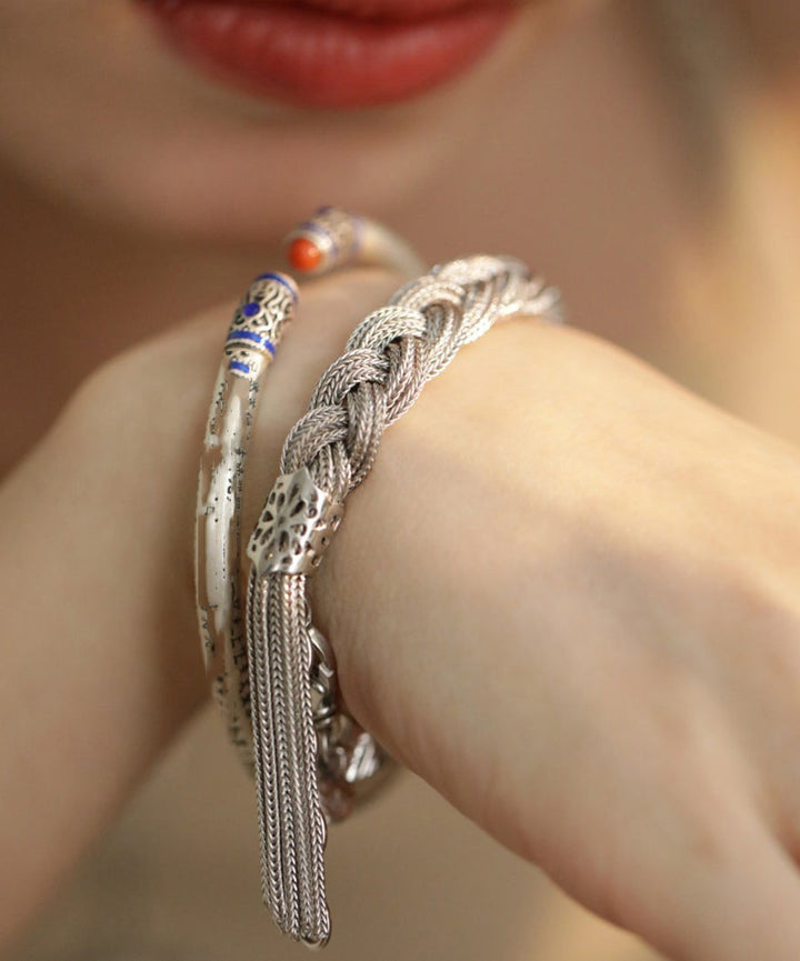 Silk Sterling Silver Tassel Bracelet