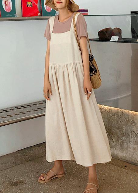 Black Spaghetti Strap Cinched Linen Dress