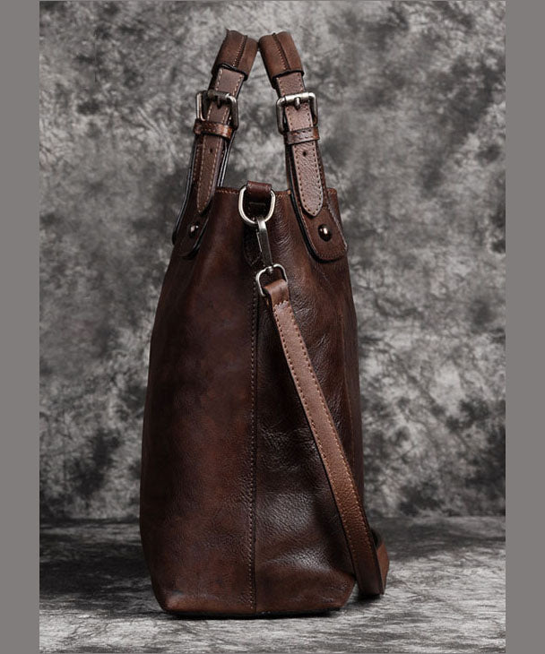 Brown Oriental Print Calf Leather Satchel