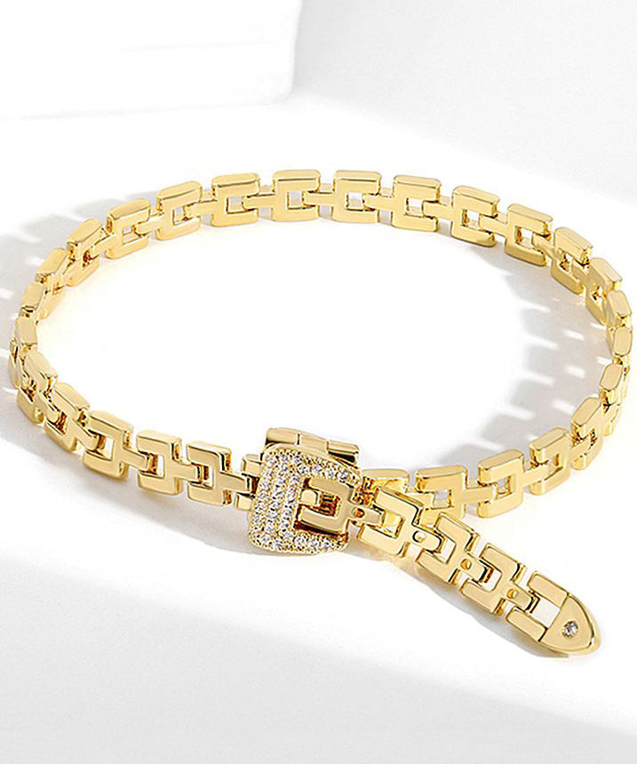Gold Copper Zircon Chain Bracelet