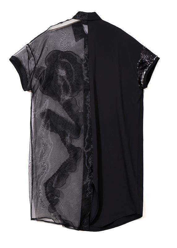 Black Mesh Chiffon Plus Size Dress