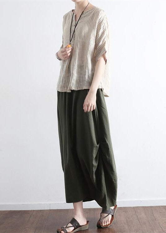 Tea Green Linen Maxi Skirt