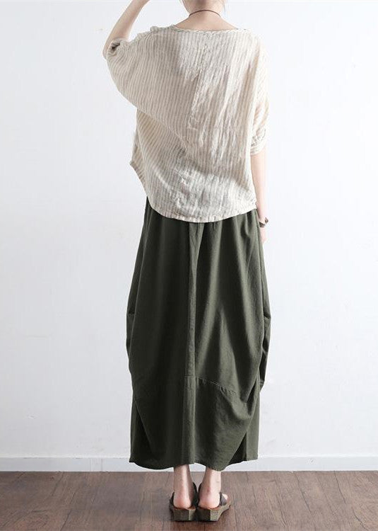 Tea Green Linen Maxi Skirt