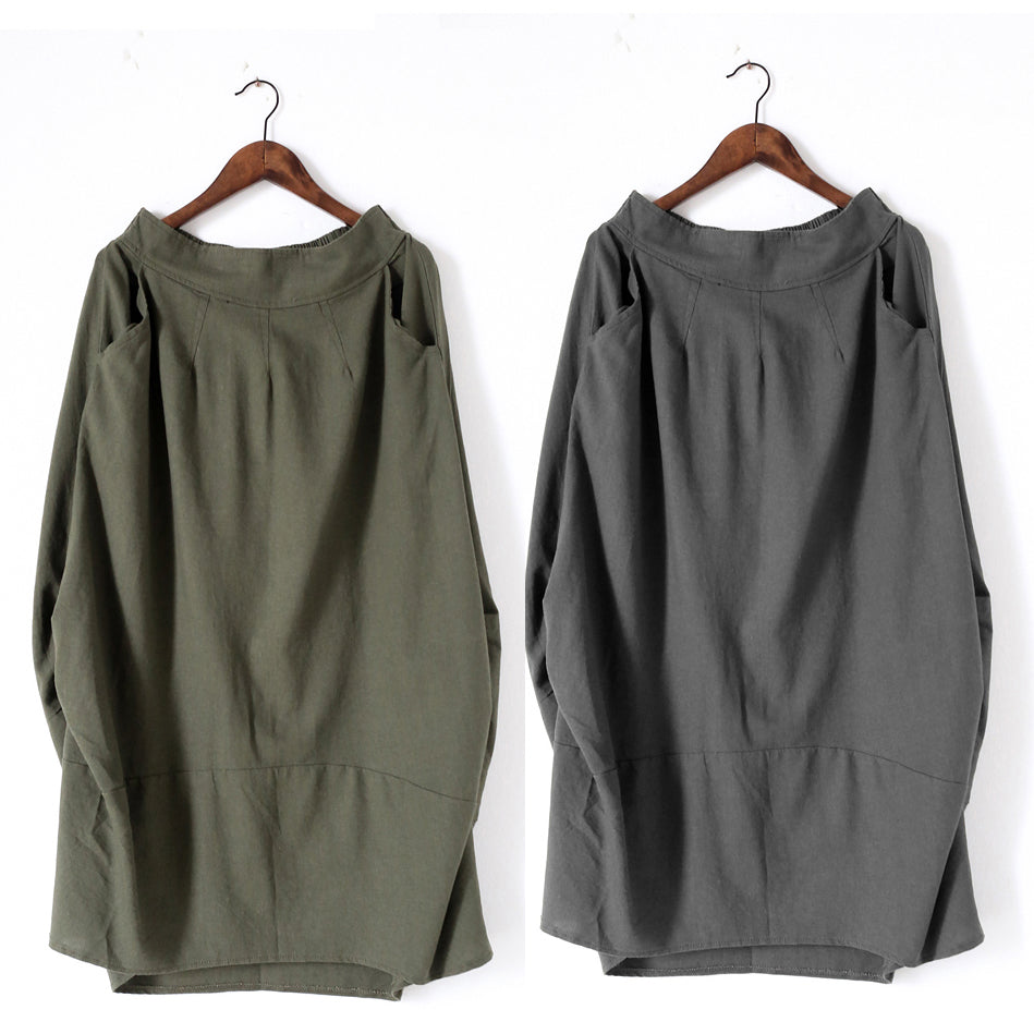 Tea Green Linen Maxi Skirt