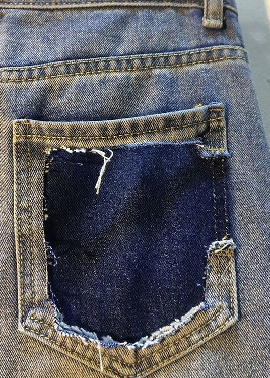Blue Nail Bead High Waist Denim Shorts