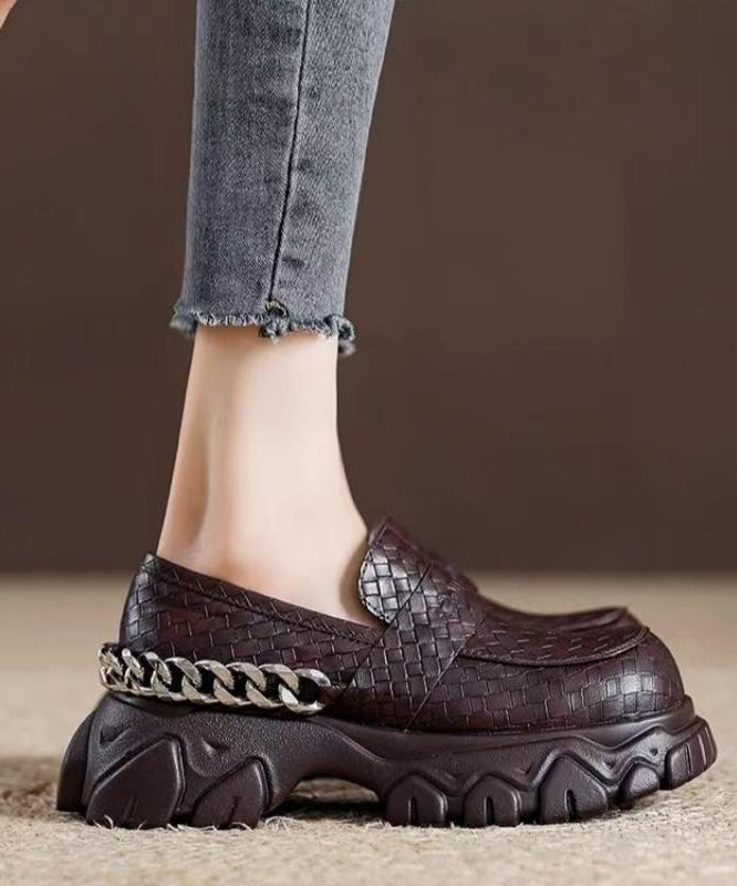 Red Faux Leather Platform Loafers