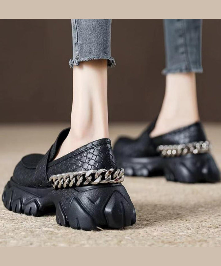 Red Faux Leather Platform Loafers
