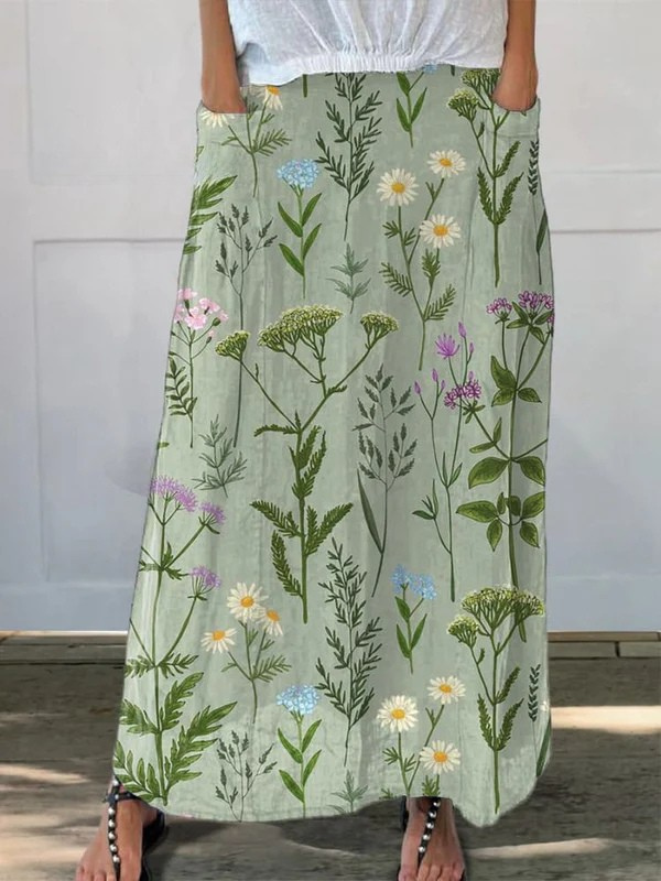 Gerlin | Enriched Spring Field Repeat Pattern Printed Pocket Skirt