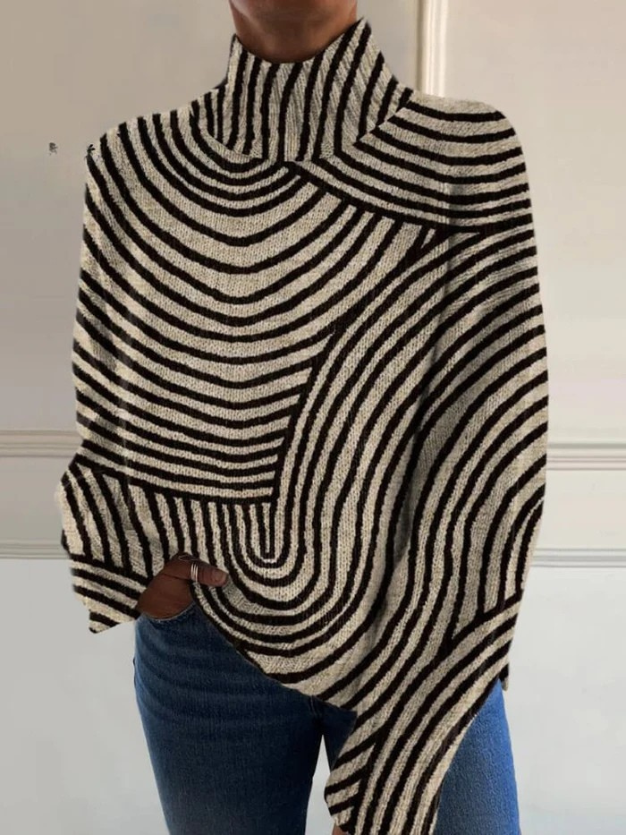 Elin | Hand-Drawn Linen Turtleneck Sweater
