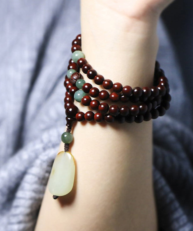 Brown Steel Beading Jade Bracelet