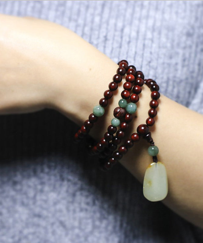 Brown Steel Beading Jade Bracelet