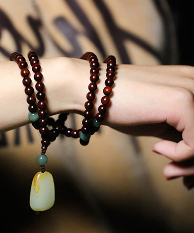Brown Steel Beading Jade Bracelet