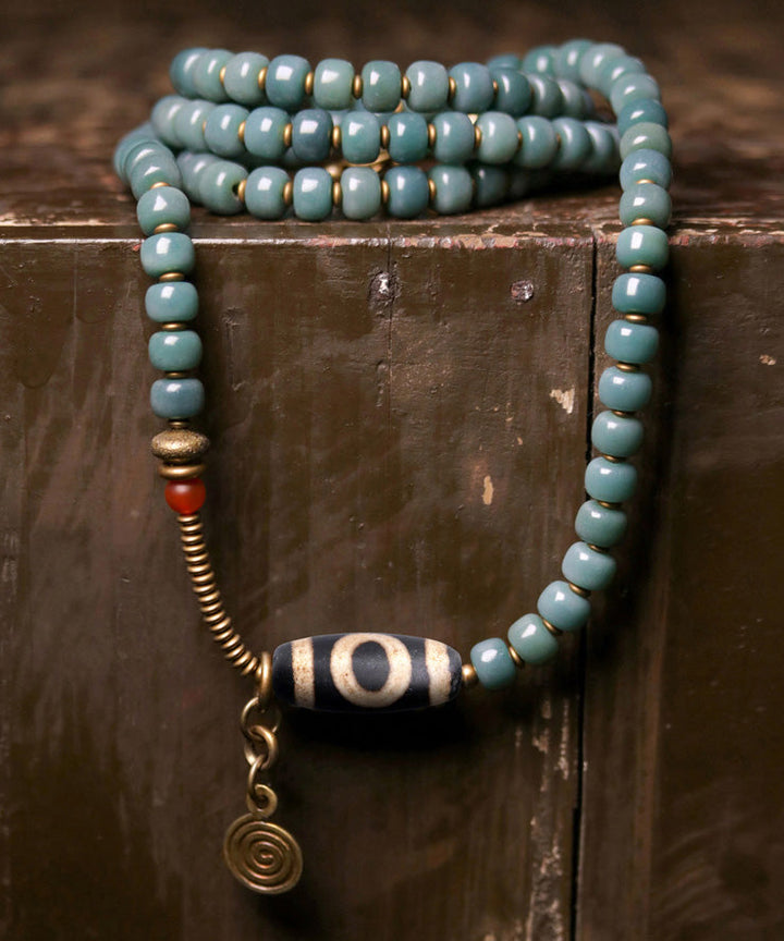Green Copper Bodhi Tassel Necklace