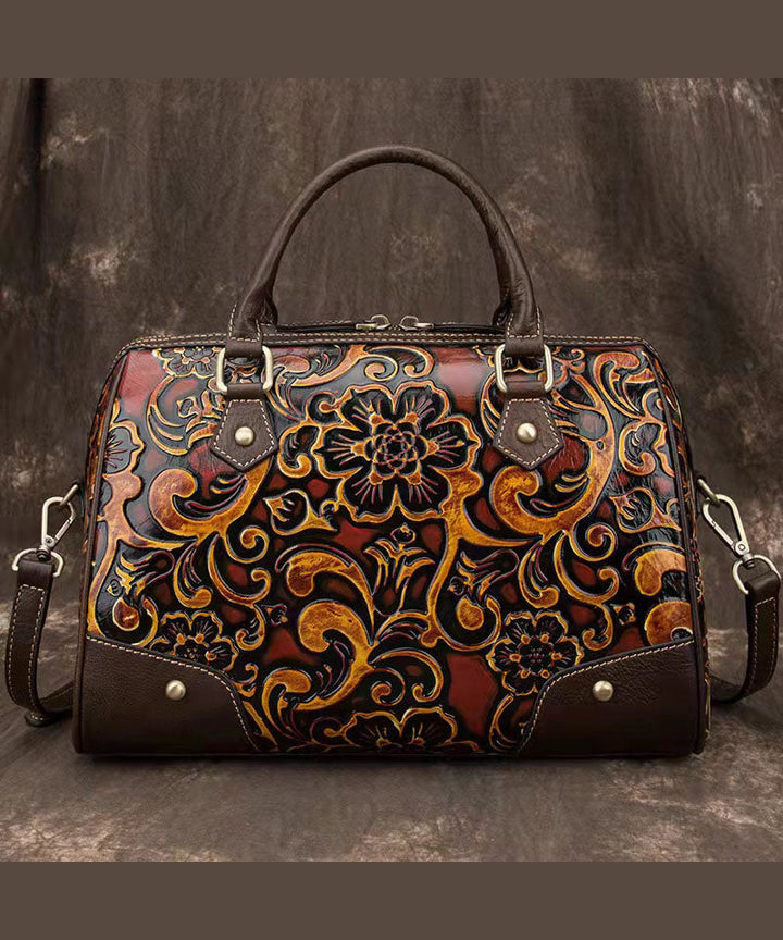 Vintage Green Embossed Calf Leather Tote