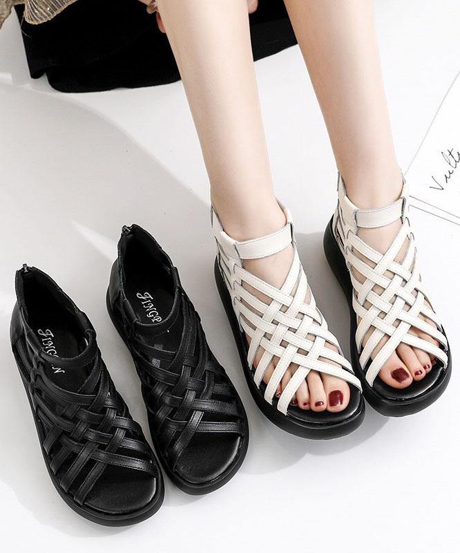 White Platform Zip Hiking Sandals