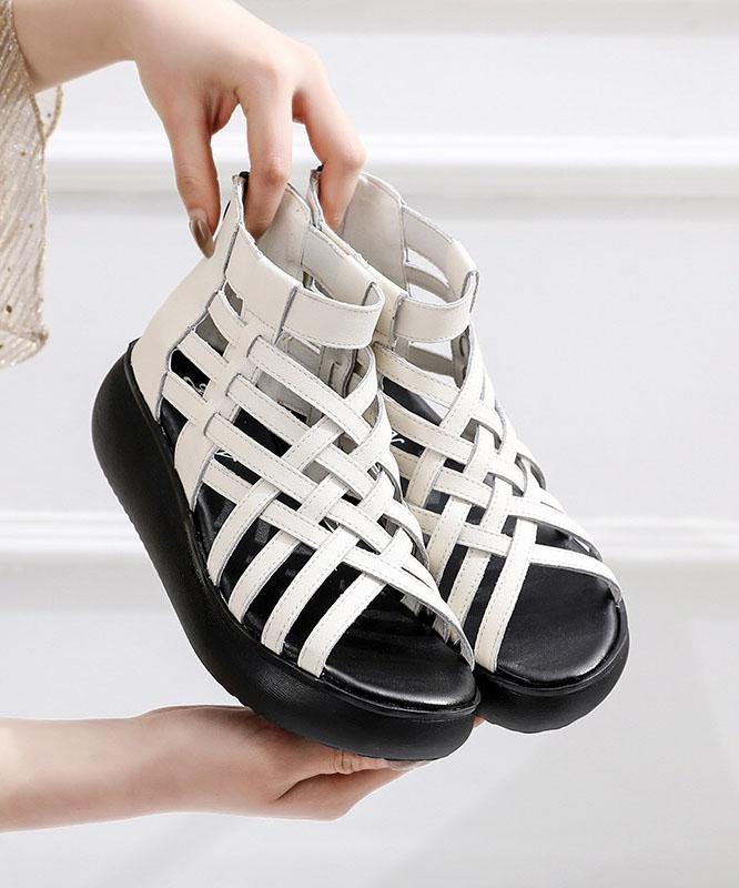 White Platform Zip Hiking Sandals