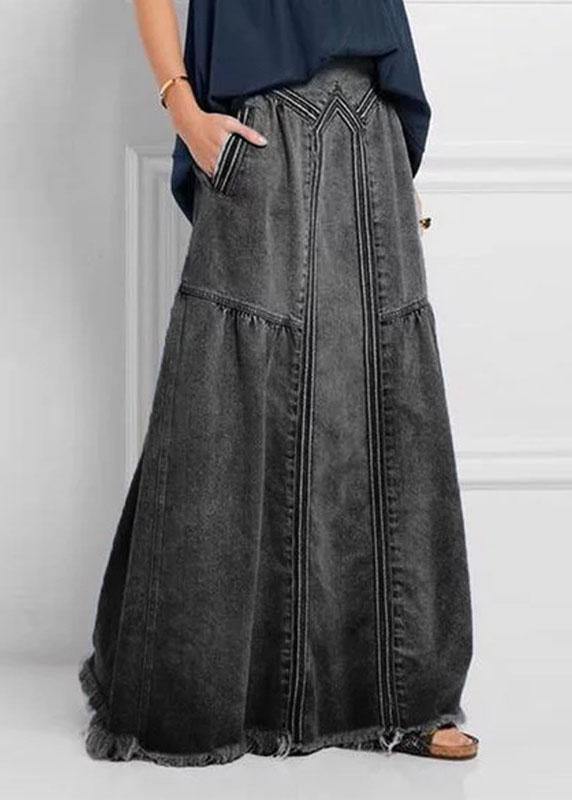 Distressed Loose Denim Pocket Skirt