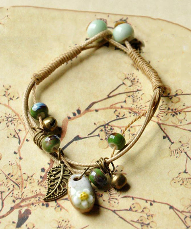 Khaki Silver Woven Ceramics Bracelet
