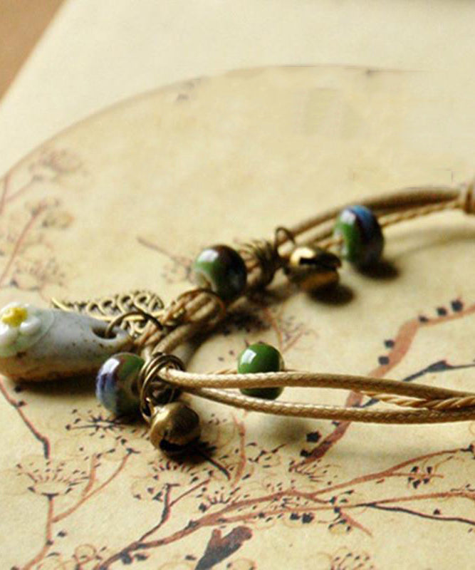 Khaki Silver Woven Ceramics Bracelet