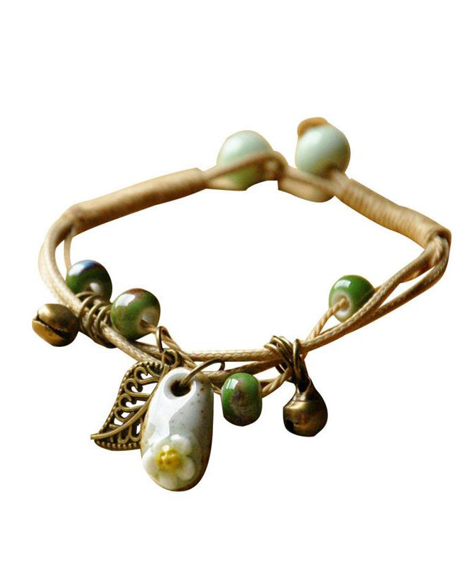 Khaki Silver Woven Ceramics Bracelet