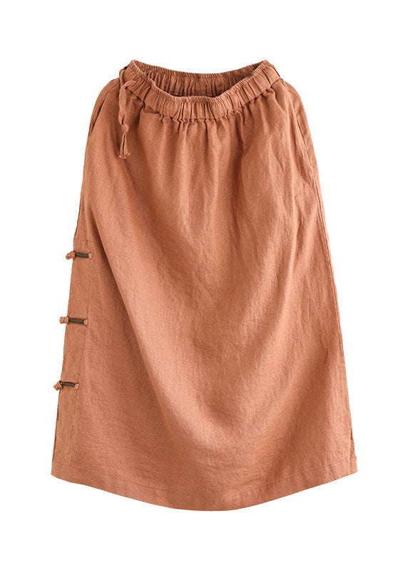 Orange Oriental Pocket Linen A-Line Skirt