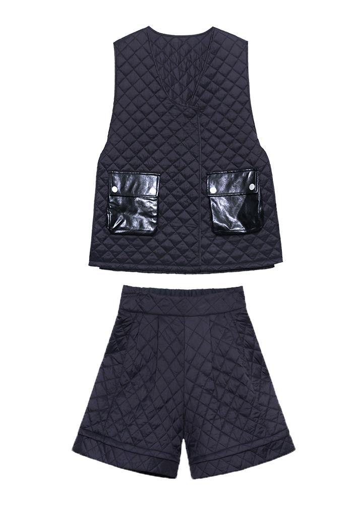 Black Western Vest Shorts Two-Piece Set