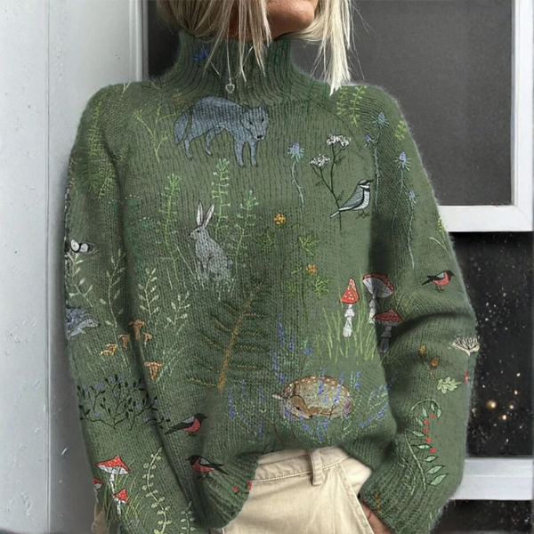 Maja | Warm Floral Cotton Turtleneck Sweater
