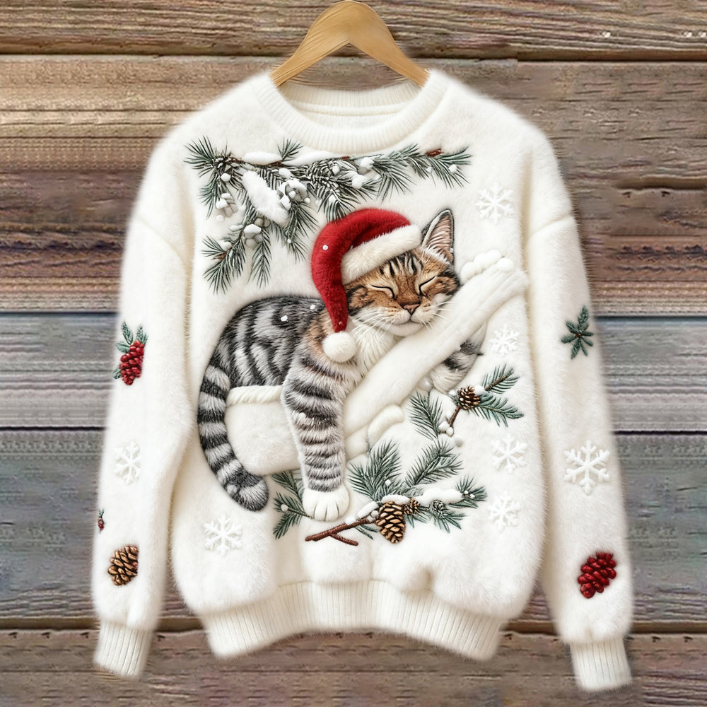 Tessa lazy cat knit jumper in White — Jarah Melbourne
