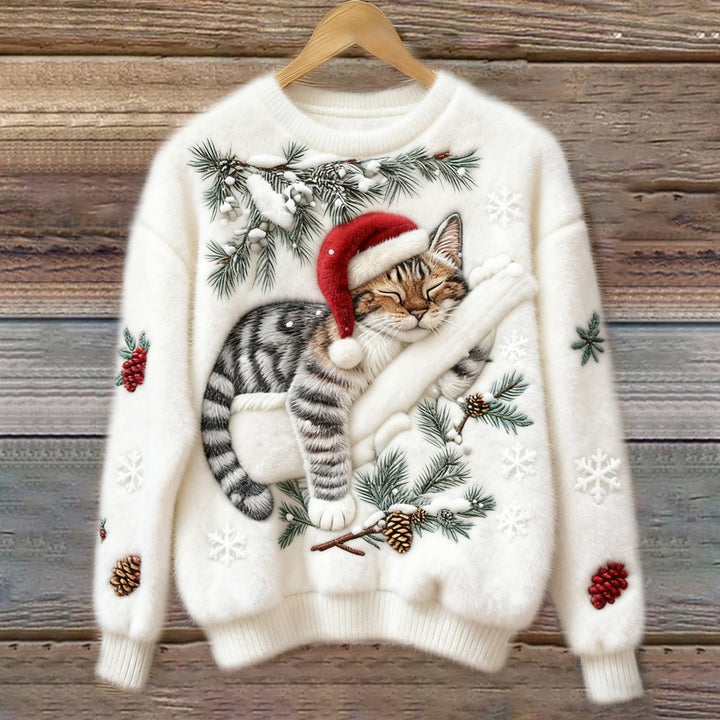 Tessa lazy cat knit jumper in White — Jarah Melbourne